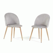 RATTATAN Lot de 2 chaises en velours avec pieds en métal, design élégant pour cuisine, salle à manger, bar ou restaurant – Sara – Gris clair/E RATTATAN Lot de 2 chaises en velours avec pieds en métal, design élégant pour cuisine, salle à manger, bar ou restaurant – Sara – Gris clair/E