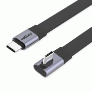 ROLINE Câble USB4 2.0 plat, C–C, M/M, un côté coudé à 90°, 8K UHD-2, 80Gbit/s, 240W, noir, 0,8 m ROLINE Câble USB4 2.0 plat, C–C, M/M, un côté coudé à 90°, 8K UHD-2, 80Gbit/s, 240W, noir, 0,8 m