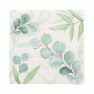 Serviettes, 3 plis pliage ¼ 33 cm x 33 cm "Eucalyptus Twigs" (200 unités) PAPSTAR - vert papier 89722-C