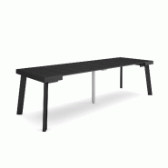 SKRAUT HOME Table console extensible, 260, Pour 12 personnes, Pieds en bois, Noir - noir Bois manufacturé 339_49