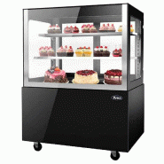 Vitrine droite acier laqué noir portes coulissantes arrières de lar... - PWDG156FB