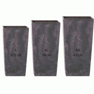WellHome - Pack de 3 pots de fleurs hauts 11,4/26,6/49L Urbi Square Effect coloris anthracite - marron plastique PK2531