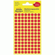 Avery Zweckform Etui de 416 pastilles adhésives, diamètre 8 mm, coloris rouge (4 feuilles / cdt) - 3010