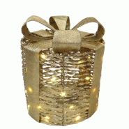 Cadeaux ronds lumineux dorés LED blanc chaud 15x15x1, 20x20x23 et 25x25x30cm