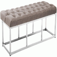 Décoshop26 - Banc capitonné rembourré 120 cm tissu taupe avec structure en acier inoxydable design contemporain 10_0008569 - inox 3000266725126