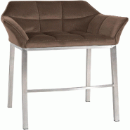 Décoshop26 - Tabouret de bar x1 assise enveloppante capitonnée en velours marron avec structure à 4 pieds en acier inoxydable 10_0006460 - marron i