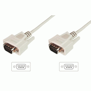 DIGITUS Câble de transfert de données, D-Sub9/M - D-Sub9/M, 9 broches Sub-D - 9 broches Sub-D, 3 m, beige - beige 4016032301172
