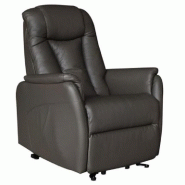 FAUTEUIL RELAX RELEVEUR NERSAC BI-MOTEUR CUIR PVC TAUPE FONCÉ