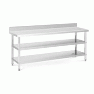Helloshop26 - Table de travail acier inoxydable table de travail en inox adossée avec dosseret 200 x 60 x 16,5 cm 235 kg 2 tablettes 14_0007313 - 300 Helloshop26 - Table de travail acier inoxydable table de travail en inox adossée avec dosseret 200 x 60 x 16,5 cm 235 kg 2 tablettes 14_0007313 - 300