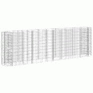 Lit surélevé à gabion fer galvanisé 330 x 50 x 100 cm Argent 02_0039914 - 3000218677572