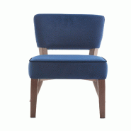 Mobiliara - Chaise Roma tissu velours mat bleu nuit avec passepoil velours mat noir - Lot de 2 - bleu métal A06525/01