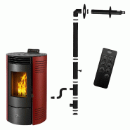 Poêle à granulés étanche Azora 11,6 kW Bordeaux Sannover + Kit d’installation - rouge 3760401213887