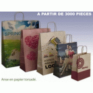 Sac papier kraft havane ou blanc sur mesure avec quadri