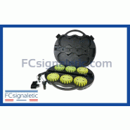 Valise de 6 balises lumineuses vertes autonomes magnétiques et rechargeables Valise de 6 balises lumineuses vertes autonomes magnétiques et rechargeables