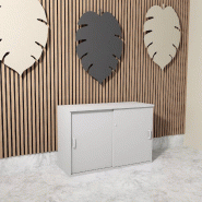 Armoire basse à portes coulissantes Mobel Linea. - 100, Gris aluminium, Gris aluminium_0