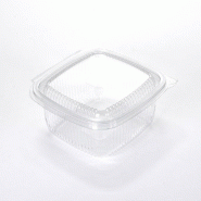 Barquette fraîcheur hermétique avec couvercle à charnière 500ml - 10.5x11.1x5.65cm - par 50