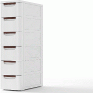 COSTWAY Meuble Étroits pour Niches avec Roulettes, Étagère de 20 cm de Large, Chariot à 6 Tiroirs, Chariot pour Salle de Bain - blanc VH33618IT