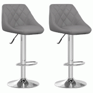 Décoshop26 - Lot de 2 tabourets de bar chaises hautes coutures en losange en PVC gris et acier DEC029736 - gris 3000257529535