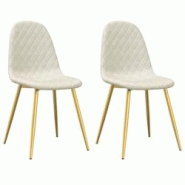 Décoshop26 - Set de 2 chaises de salle à manger en tissu velours crème couture losange pieds en fer doré DEC025507 - 3000255286614 Décoshop26 - Set de 2 chaises de salle à manger en tissu velours crème couture losange pieds en fer doré DEC025507 - 3000255286614