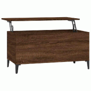 Décoshop26 - Table basse avec plateau relevable style contemporain 90 x 44,5 x 45 cm bois d'ingénierie marron et métal DEC038777 - marron métal 30