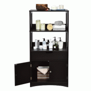 Helloshop26 - Armoire de rangement salle de bain 32,5 x 60 x 122 cm avec tiroir et espace de stockage ample style moderne en MDF 20_0010313 - 30002261