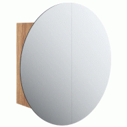 Helloshop26 - Armoire de salle de bain murale avec miroir rond et LED 40 x 40 x 17,5 cm espace de rangement pratique style moderne 02_0047107 - verre