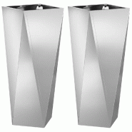 Helloshop26 - Lot de 2 jardinières modernes pour extérieur 30 x 30 x 75 cm avec design chic en acier galvanisé argent 02_0053017 - acier 3000237708936