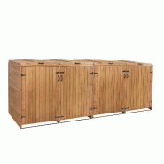 Mendler XL Habillage pour 4/8 poubelles HWC-H74, Box pour poubelles, extensible 126x316x98cm bois FSC® ~ brun - marron Bois massif 2x73980+2x74652