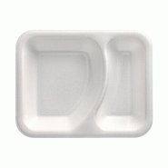 Papstar 600 Barquettes à sceller, XPS, 2 compartiments, 825 ml, 18,5 x 23,5 cm blanc Barquettes à menu - blanc plastique 88783