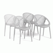 RATTATAN Set de 4 chaises en polypropylène avec fibre de verre empilables pour jardin, bar et restaurant, structure robuste et légère - Vivian - Gr