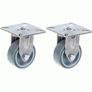 Roulette 50mm 2" en acier inoxydable caoutchouc gris, fixe, 80kg, jeu de 2 Roulette 50mm 2" en acier inoxydable caoutchouc gris, fixe, 80kg, jeu de 2