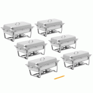Royal Catering - Royal Catering Chafing Dish Set de 6 GN 1/1 6 x 7,5 l avec 6 bruleurs à pâte - Chauffe-Plat Professionnel Chauffandise - inox 40628 Royal Catering - Royal Catering Chafing Dish Set de 6 GN 1/1 6 x 7,5 l avec 6 bruleurs à pâte - Chauffe-Plat Professionnel Chauffandise - inox 40628