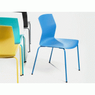 Lot de 4 chaises de collectivité Kabi coques en polypropylène et pied en métal Lot de 4 chaises de collectivité Kabi coques en polypropylène et pied en métal