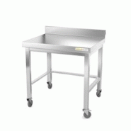 Table de travail en inox soubassement 800 x 700 mm adossée avec renfort sur roulettes PREMIUM / GOLDINOX - inox 3701770800643 Table de travail en inox soubassement 800 x 700 mm adossée avec renfort sur roulettes PREMIUM / GOLDINOX - inox 3701770800643