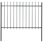 Vidaxl clôture de jardin avec dessus en lance acier 1,7 x 1,2 m noir 144926