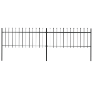 Vidaxl clôture de jardin avec dessus en lance acier 3,4x0,8 m noir 277603