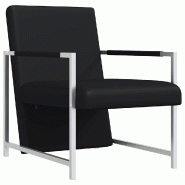VidaXL Fauteuil avec pieds chromés Noir Similicuir Modèle Atlas Bois - 241006