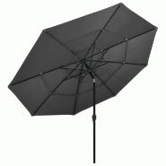 VidaXL Parasol de jardin à 3 niveaux avec mât en aluminium anthracite Modèle Helios Panorama Soleil - noir 313878