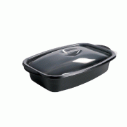 Boîte alimentaire Marmipack noir 500ml avec couvercle antibuée - 21,8x14x5,8cm - par 25