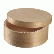 Boîte ronde bois naturel + couvercle + papier cuisson blanc 400ml - par 200