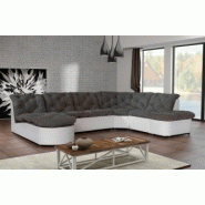 Canapé d'angle modulable en tissu gris/blanc cordoba