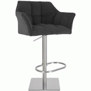 CLP Tabouret de bar Damaso Cord Gris foncé/Acier inoxydable - gris textile 326332 CLP Tabouret de bar Damaso Cord Gris foncé/Acier inoxydable - gris textile 326332