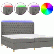Décoshop26 - Lit LED avec cadre, tête de lit réglable, sommier et matelas 200x200 cm - TDL0208292 - gris foncé Décoshop26 - Lit LED avec cadre, tête de lit réglable, sommier et matelas 200x200 cm - TDL0208292 - gris foncé