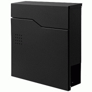 Décoshop26 - Boîte aux lettres murale moderne avec compartiment pour journaux 37 x 36,5 x 11 cm en acier noir 04_0011184 - noir acier 3000268448665