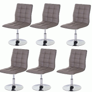 Décoshop26 - Lot de 6 chaises de salle à manger hauteur réglable en synthétique taupe CDS04294 - 3000245060453