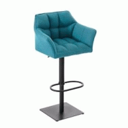 Décoshop26 - Tabouret de bar chaise haute de comptoir couture carrées assise en tissu turquoise cadre en métal noir 10_0004700 - noir 3000252242620 Décoshop26 - Tabouret de bar chaise haute de comptoir couture carrées assise en tissu turquoise cadre en métal noir 10_0004700 - noir 3000252242620