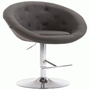 Décoshop26 - Tabouret de bar design moderne forme œuf capitonné avec repose-pieds en métal chromé tissu gris foncé TDB10335 - gris métal 3000507469604