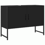 Helloshop26 - Armoire lavabo salle de bain 80 x 33 x 60 cm grand rangement finition moderne en bois noir 02_0049455 - noir Bois massif 3000235850408