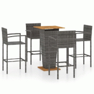 Helloshop26 - Ensemble de bar de jardin 5 pièces gris - 3000730582729
