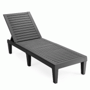 Helloshop26 - Transat bain de soleil chaise longue adjustable 190 x 57,5 x 29 cm confort respirant 5 positions élégant en PP noir 20_0019349 - noir